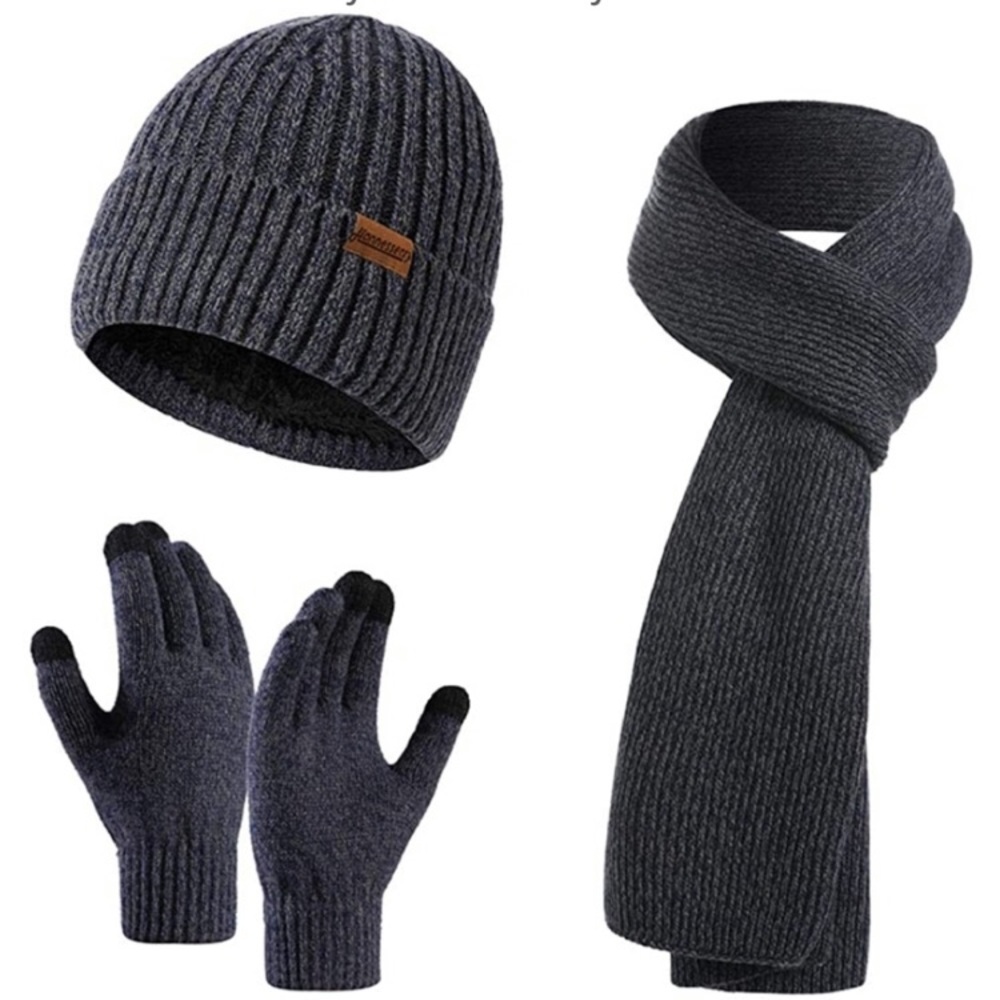 🆕️3 PCS Knitted Beanie Hat Neck Warmer Scarf